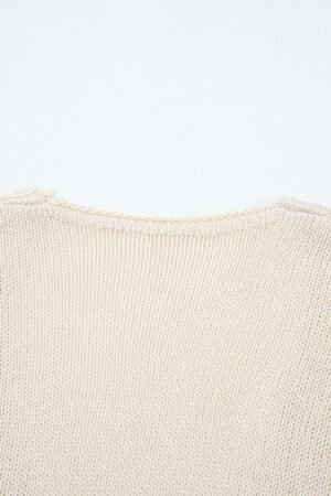 Smoke Gray Solid Color Hollowed Knit Open Front Cardigan Sweater - Image 5