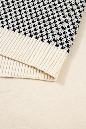 Black Contrast Color Pattern Lantern Sleeve Sweater - Image 8