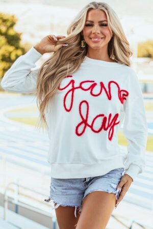 White Tinsel Game Day Drop Shoulder Graphic Sweatshirt - Image 6