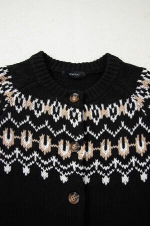 Black Western Fashion Abstract Printed Cardigan Sweater - Image 8