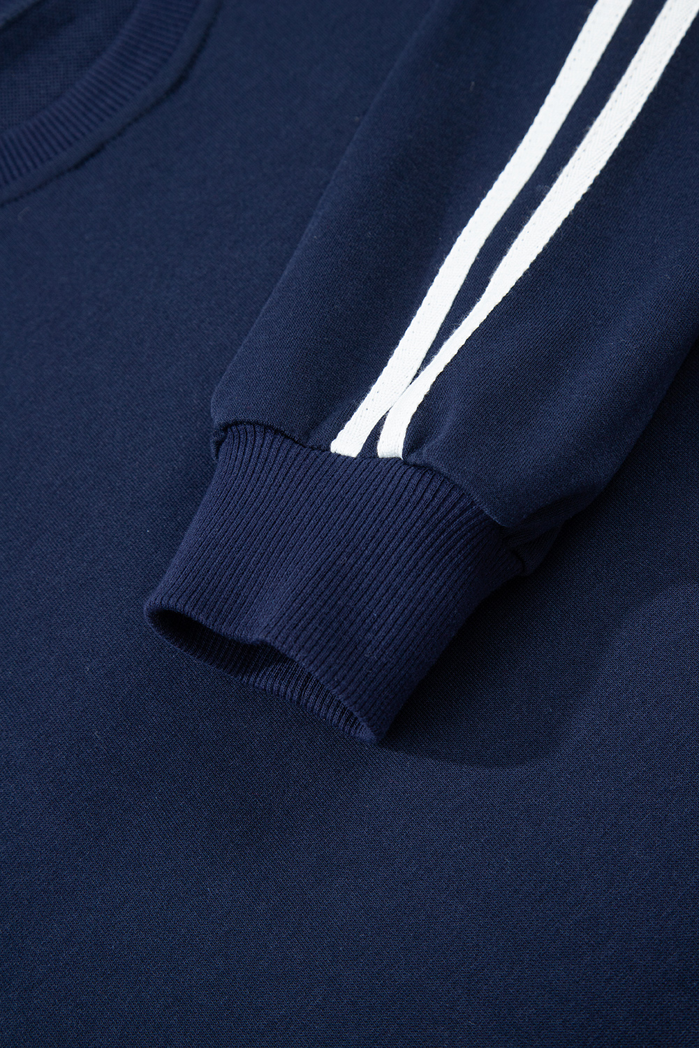 Dirty blue Varsity Striped Detail Crewneck Pullover Elastic Sweatpants 2pcs Outfit Dirty blue Varsity Striped Detail Crewneck Pullover Elastic Sweatpants 2pcs Outfit