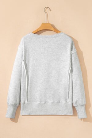 Light Grey Faded Varsity Print Loose Pullover Top - Image 7