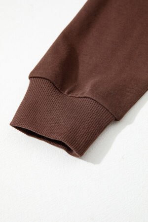 Coffee Varsity Striped Detail Drop Shoulder Oversized Sweatshirt - Image 5