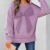 Orchid Bouquet Mineral Wash Big Bow Patchwork Pullover Sweatshirt
