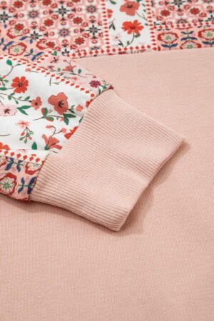 Delicacy Mix Floral Patchwork Side Slit Drawstring Hoodie - Image 8