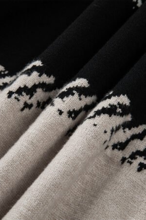 Black Stylish Color Block Pattern Drop Shoulder Sweater - Image 12