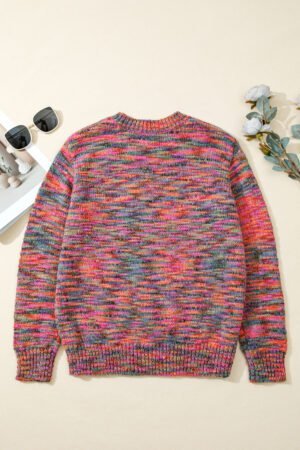 Purple Space Dye Yarn Crew Neck Sweater - Image 5