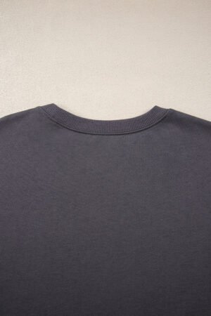 Dark Grey Varsity Striped Detail Drop Shoulder Oversized Sweatshirt - Image 8
