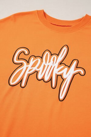 Grapefruit Orange Spooky Graphic Halloween Crew Neck Holiday Sweatshirt - Image 7