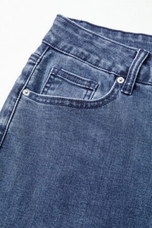 Dirty blue High Waist Button Zip Fly Bell Bottom Jeans - Image 6