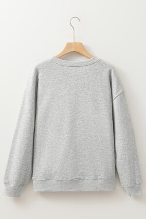 Gray HOLLY JOLLY Nutcracker Print Crew Neck Christmas Sweatshirt - Image 6