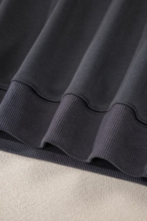 Dark Grey Varsity Striped Detail Drop Shoulder Oversized Sweatshirt - Image 7