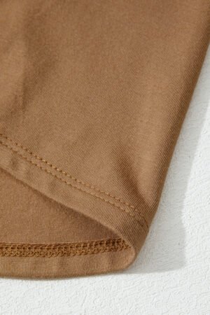 Cinnamon Smocked Bust Buttoned Split V Neck Flow Fit Blouse - Image 11