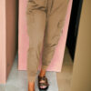 Camel Elastic High Waist Pocketed Cargo Jogger Pants