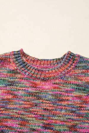 Purple Space Dye Yarn Crew Neck Sweater - Image 8