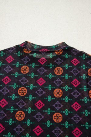 Black Western Aztec Printed Long Sleeve Mesh Top - Image 7