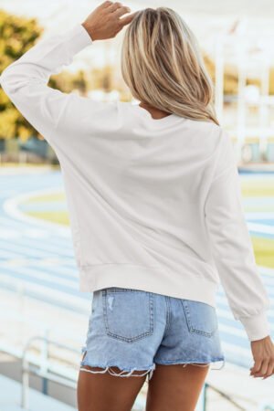 White Tinsel Game Day Drop Shoulder Graphic Sweatshirt - Image 2