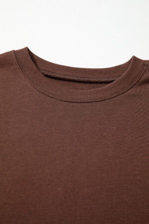 Coffee Varsity Striped Detail Drop Shoulder Oversized Sweatshirt - Image 4