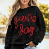 Black Tinsel Game Day Drop Shoulder Graphic Sweatshirt