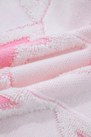 Sachet Pink Oversized Cute Star Pattern Ribbed Edge Drop Shoulder Sweater - Image 8