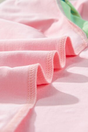 Pink Colorblock Patchwork Long Sleeve Loose Top - Image 7