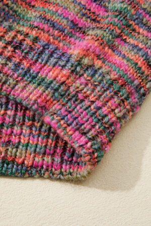 Purple Space Dye Yarn Crew Neck Sweater - Image 6