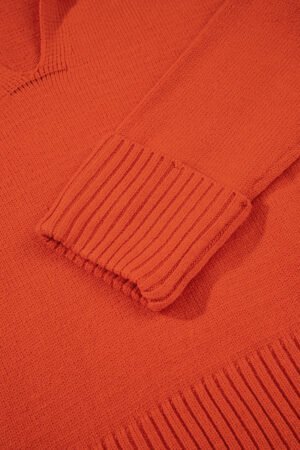 Flamingo Collared V Neck Ribbed Edge Sexy Elegant Sweater - Image 8