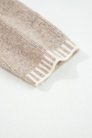 Pale Khaki Tied Front Drop Shoulder Chunky Casual Cardigan - Image 8