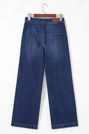 Sail Blue Mimimalist Patch Pocket Womens Shift Jeans - Image 5