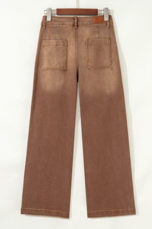 Brown Mimimalist Patch Pocket Womens Shift Jeans - Image 6