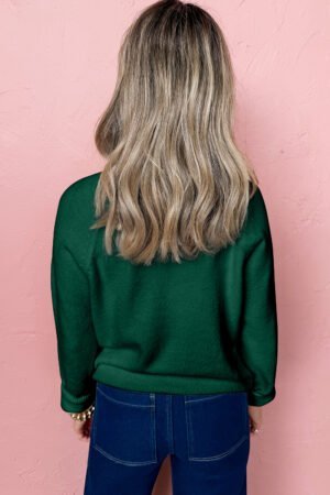 Blackish Green MERRY Letter Pattern Christmas Raglan Sleeve Sweater - Image 2
