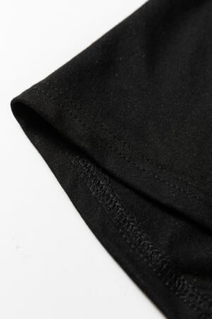Black Solid Color Raw Seam Big Flower Patched Loose Overall Jumpsuit - Image 7