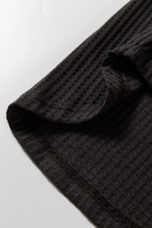 Carbon Grey Waffle Knit Patchwork Half Zipped Casual Sweatshirt - Image 15