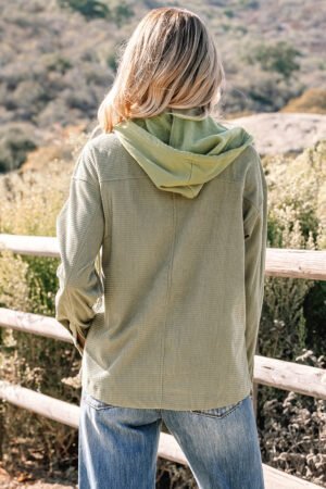 Laurel Green 2 in 1 Thermal Knit Textured Hooded Jacket - Image 5