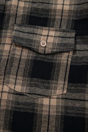 Multicolour Retro Plaid Double Flap Pocket Brushed Shacket - Image 15