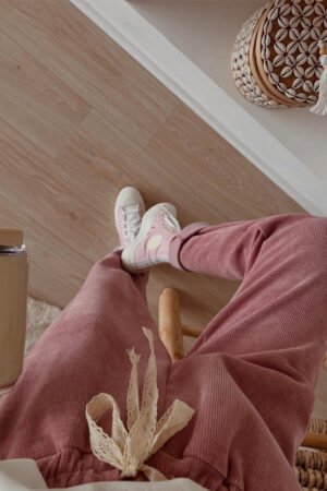 Rose Tan Lace Drawstring Pullover Hoodie and High Waist Pants Corduroy Suit - Image 3
