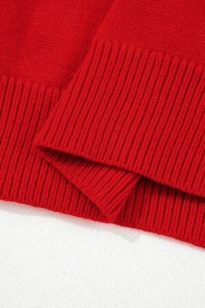 Fiery Red Merry Snowflake Pattern Christmas Turtleneck Sweater - Image 7
