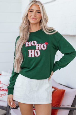 Evergreen Embroidered Letter Graphic Christmas Fashion Sweatshirt - Image 5