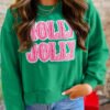 Sea Green HOLLY JOLLY Towel Embroidered Christmas Holiday Sweatshirt