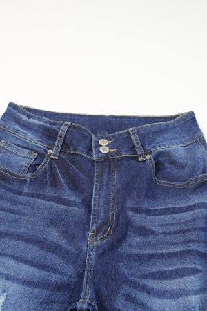 Blue-2 High Waist Distressed Straight Leg Jeans - Image 6