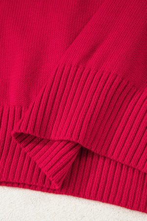 Fiery Red MERRY Letter Pattern Christmas Holiday Baggy Sweater - Image 8