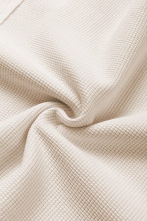 White Waffle knit Bishop Sleeve Split Oversized Top - Image 8