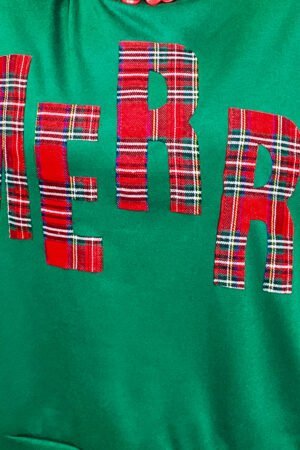 Sea Green Plaid MERRY Christmas Vacation Sweatshirt - Image 4