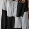Color black Colorblock Henley High Low Oversize Sweatshirt