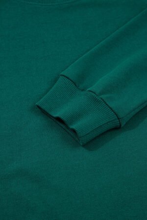 Sea Green Solid Color Pullover Top Varsity Stripe Detail Loose Drawstring Pants Set - Image 8