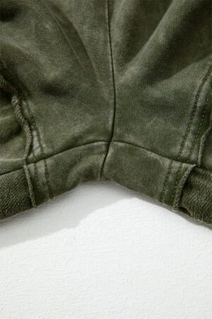 Vineyard Green Mineral Wash Tiered Wide Leg Patchwork Drawstring Pants - Image 8