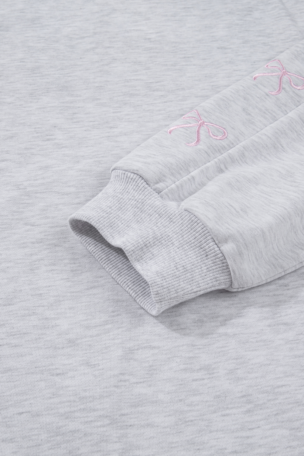 Light Grey Girly Bow Embroidered Puff Sleeve Pullover Loose Shorts Plus 2pcs Outfit Light Grey Girly Bow Embroidered Puff Sleeve Pullover Loose Shorts Plus 2pcs Outfit