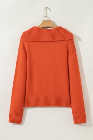 Flamingo Collared V Neck Ribbed Edge Sexy Elegant Sweater - Image 6