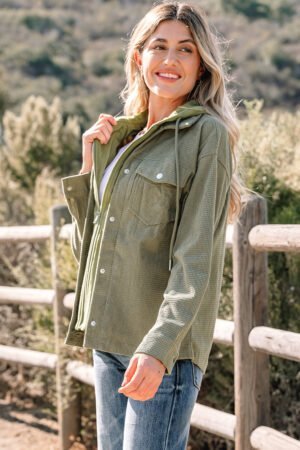 Laurel Green 2 in 1 Thermal Knit Textured Hooded Jacket - Image 4