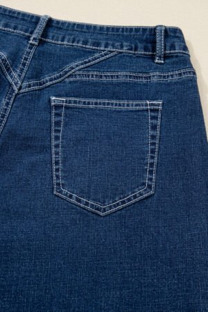 Sail Blue Stitched Waist Detail Loose Cuffed Jeans - Image 9